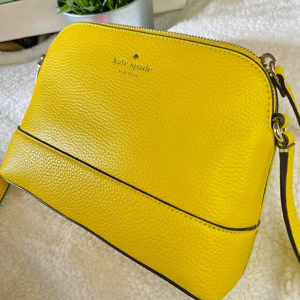 KATE SPADE Yellow Pebbled Leather Hanna Crossbody